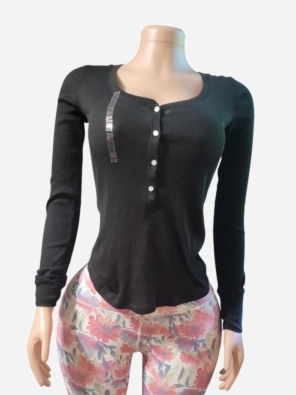 Victoria's Secret Black Long Sleeve Henley Top